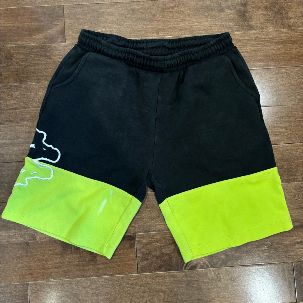Men's Black and Green Shorts